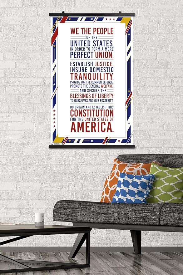 Trends International The United States Of America - Constitution Preamble Wall Poster, 22.375" x 34", Premium Poster & Clip Bundle