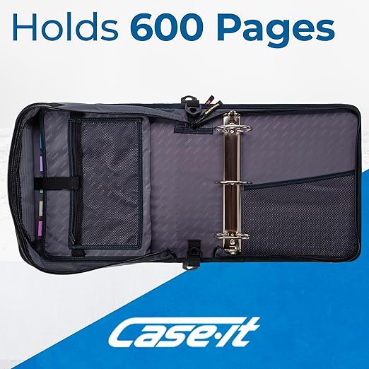 Case-it Mighty Zip Tab School Zipper Binder | 3-Inch O-Rings, 600-Sheet Capacity, 5-Subject Expanding File Folder, Multiple Pockets & Storage Organizer, Shoulder Strap | D-146 Mountains