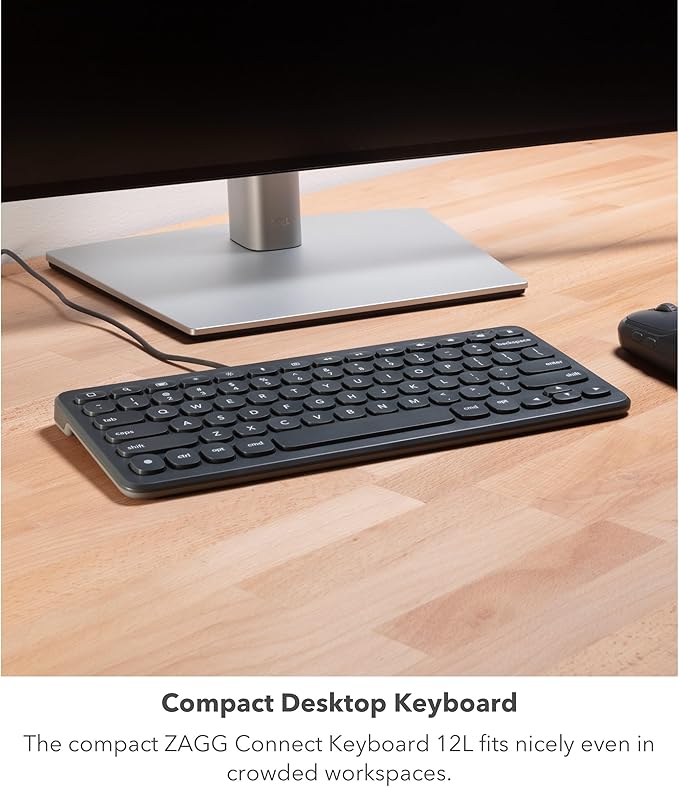 ZAGG Connect Keyboard - Compact 12-inch Lightning Wired Keyboard - Optimal for iOS and iPadOS Devices - Designed for Comfortable, Precise Typing - Perfect for School Supplies & Small Workspaces