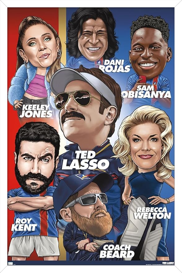 Ted Lasso - Character Grid Wall Poster, 34L" x 22.4W", White Framed Version