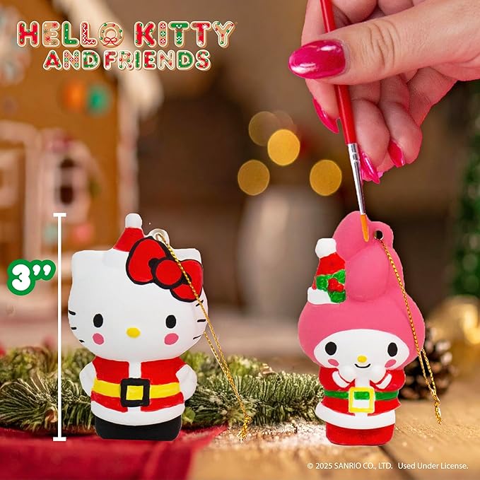 Hello Kitty® & My Melody™ Paint Your Own Christmas Ornaments Kit, DIY Ceramic Holiday Craft Set, 2-Pack