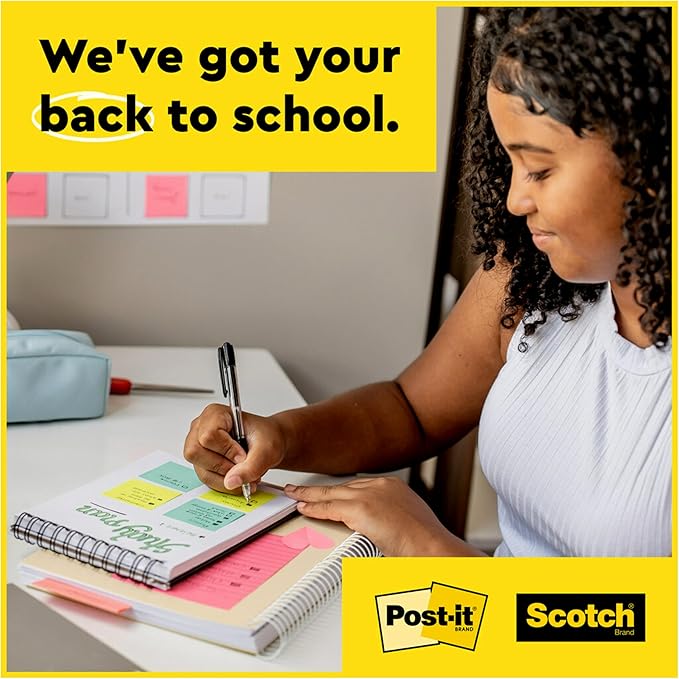 Post-it Super Sticky Notes, 5 Sticky Note Pads, 3 x 3 in., School Supplies for Students, Ideal for Textbooks, Notebooks, Walls and Vertical Surfaces, Simply Serene Collection