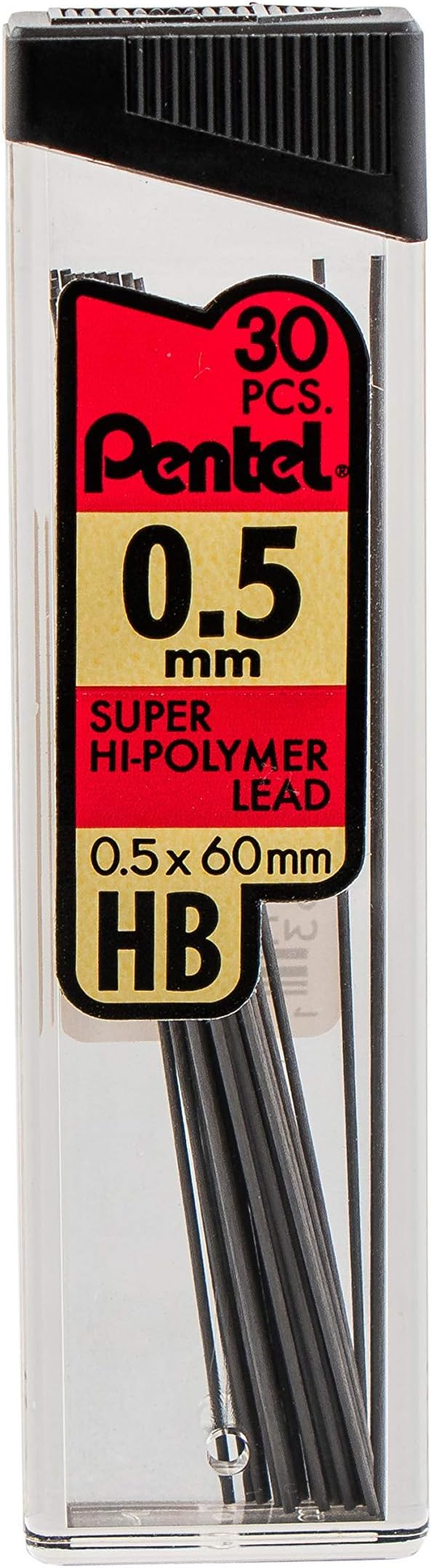 Pentel Super Hi-Polymer Lead Refills Value Pack, (0.5mm and 0.7mm), Fine/Medium Line, HB, Pack of 6, 180 Pieces of Lead (C257BPHB6)