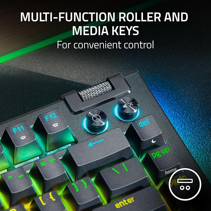 Razer BlackWidow V4 75% Mechanical Gaming Keyboard: Hot-Swappable Design - Compact & Durable - Orange Tactile Switches - Chroma RGB - MF Roller & Media Keys - Comfortable Wrist Rest - Black (Renewed)