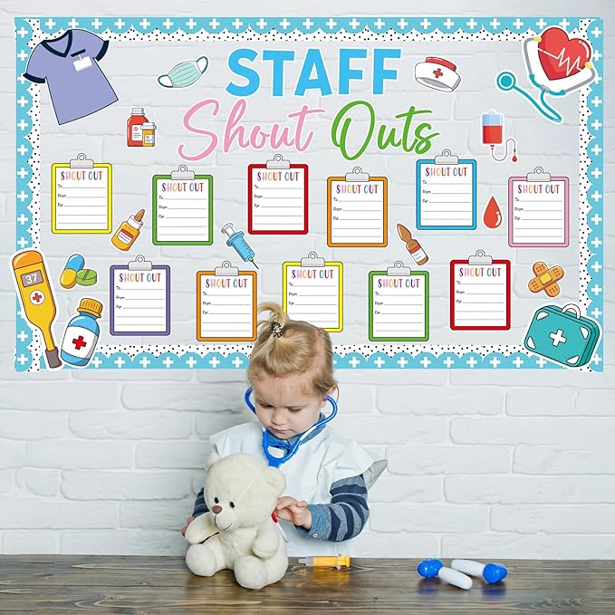 Healthy Staff Shout Outs Bulletin Board Decorations Nurse Staff Shout Outs Bulletin Board Set Appreciation and Recognition DIY Craft Cutouts for Back to School Classroom Healthcare Decor Supplies