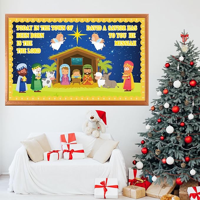 Christmas Nativity Religious Bulletin Board Christian Classroom Decoration Religiou Nativity Scene Cutout Jesus Birth Bulletin Board Church Sunday School VBS Cutouts for Home School Party Supplies