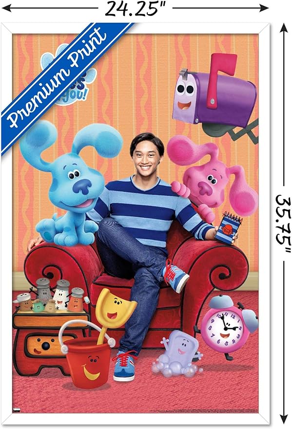 Nickelodeon Blue's Clues - Group Wall Poster, 34L" x 22.4W", White Framed Version