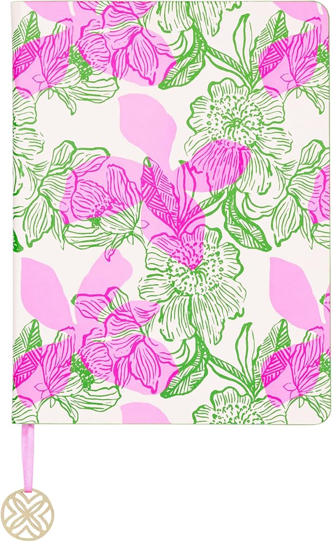 Lilly Pulitzer Journal with Charm Bookmark, Hardcover Lined Notebook with 160 Pages, 6" x 8" (Sunset Shadows Home)