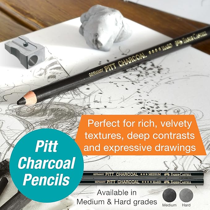 Faber-Castell Try It Box: Monochrome, 27 Piece Drawing Art Kit featuring Colored Pencils, Graphite, and Charcoal Pencils, Professional Art Supplies for Adults, Teens, and Beginners