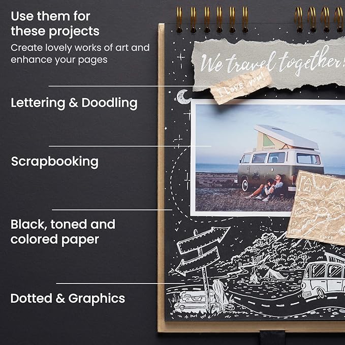 ARTEZA White Gel Pens, Set of 12 Rollerball Pens for Drawing, Highlights & Writing, Opaque Ink for Black Paper and Dark Surfaces