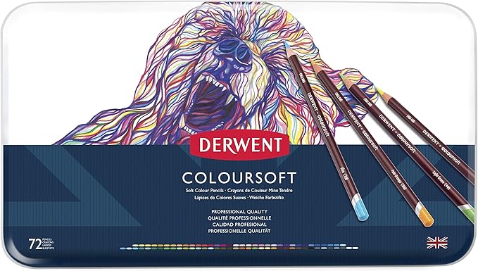 Derwent Colorsoft Pencils, 4mm Core, Metal Tin, 72 Count (0701029)