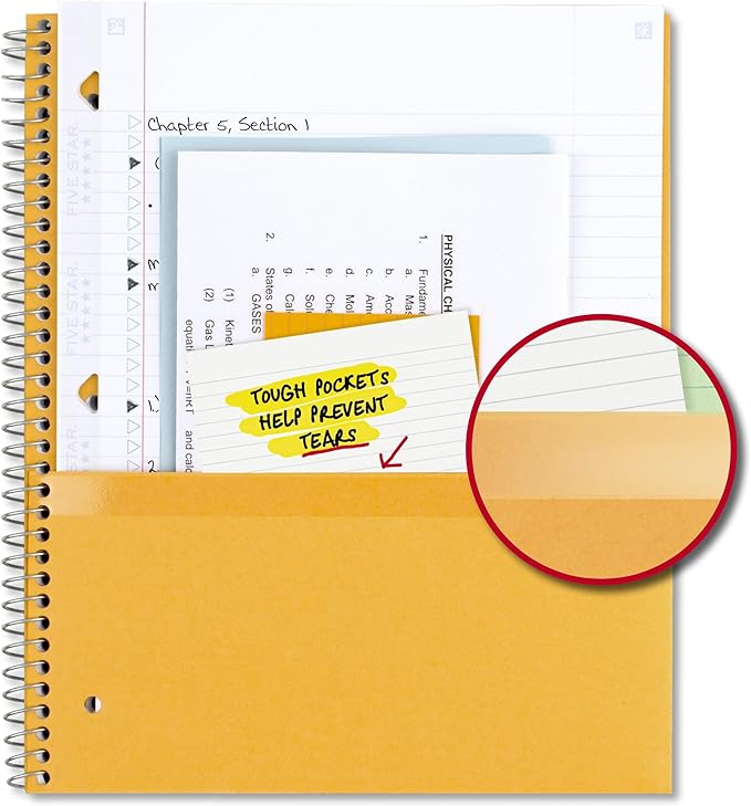 Five Star Spiral Notebook Plus Study App, 1 Subject, College Ruled Paper, 100 Sheets, 8-1/2" x 11", School, Black (72057)