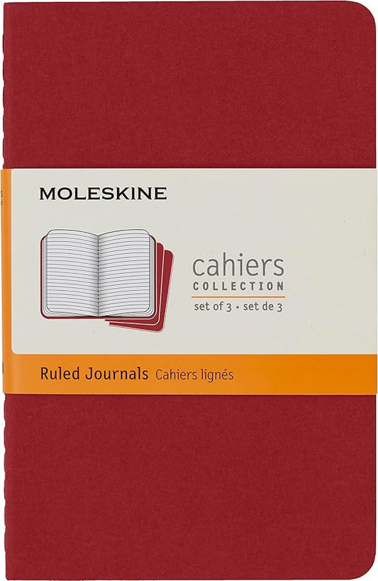 Moleskine Cahier Journal, Soft Cover, Large (3.5" x 5.5") Ruled/Lined, Black, 80 Pages (Set of 3)