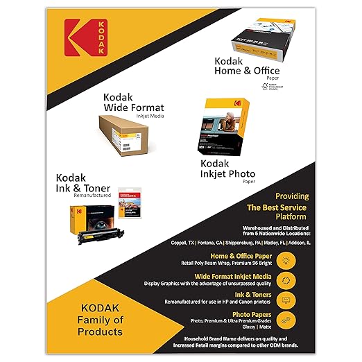 Kodak photo paper 8.5 x 11 glossy, 50 counts 66 lb - 240 g/m (3510-164)