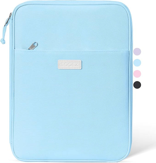 Sooez Zipper Binder Bag, 1 Inch Binders 3 Ring O-Ring, 5-Tab Dividers Expanding File Folder, 420-Sheet Capacity Three Ring Binder, Cute Organizer Storage for Student School Classroom Supplies, Blue