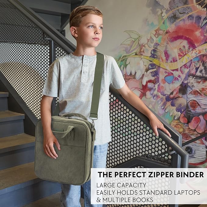 Sturdy 3-Ring Zipper Binder with Shoulder Strap for School – Beautiful 2-Inch Zip-Up Binder with Extra Pockets Holds 500 Sheets, Books & Laptop – Easy-to-Carry Trapper Keeper Made of Premium Fabric