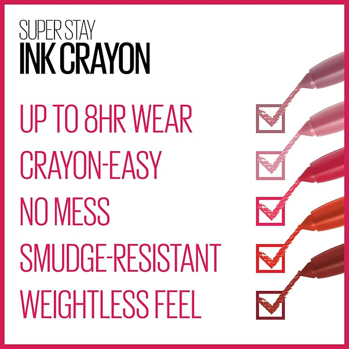 Maybelline Super Stay Ink Crayon Lipstick Makeup, Precision Tip Matte Lip Crayon with Built-in Sharpener, Longwear Up To 8Hrs, Talk The Talk, Sandy Nude, 1 Count