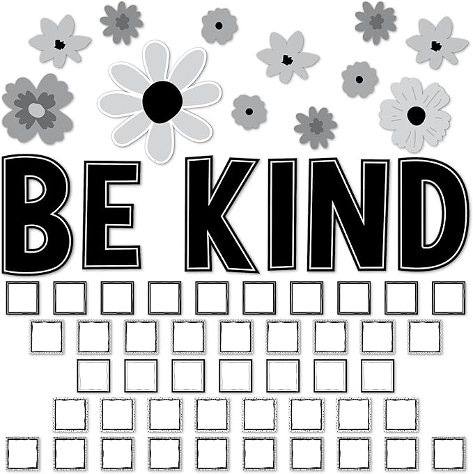 Teacher Created Resources Black and White Floral Be Kind Bulletin Board (TCR6801)