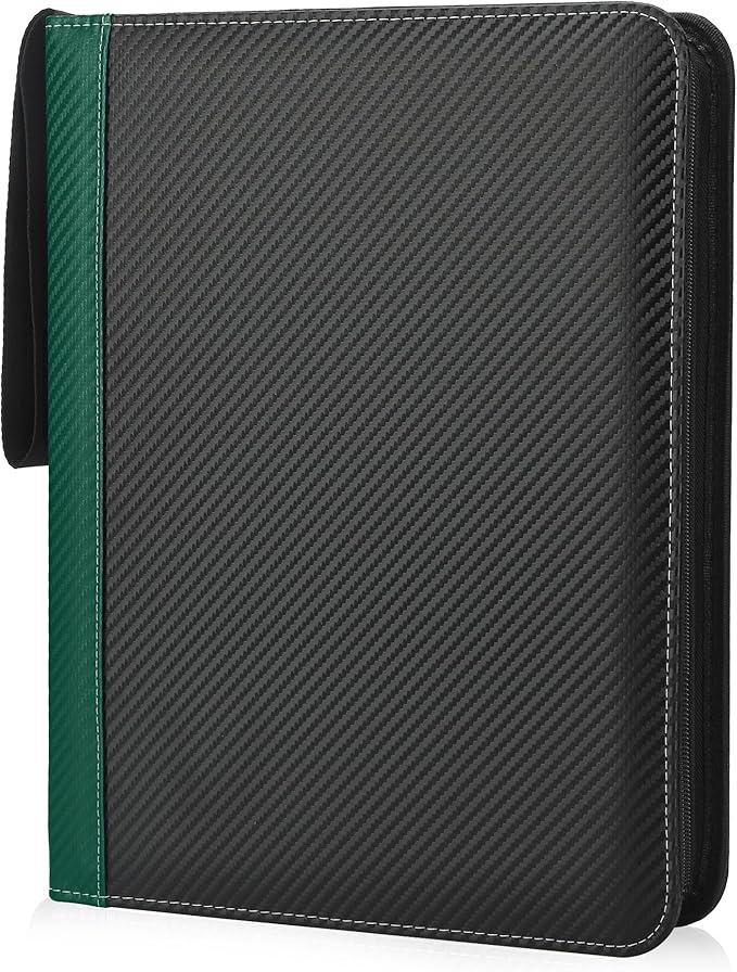 9 Pockets Trading Card Binder with Sleeves Card Organizer, 900 Double Sided Pocket PU Card Collection Binder, Baseball Binder,for Sports Card, MTG, TCG Yugioh Card (Green)