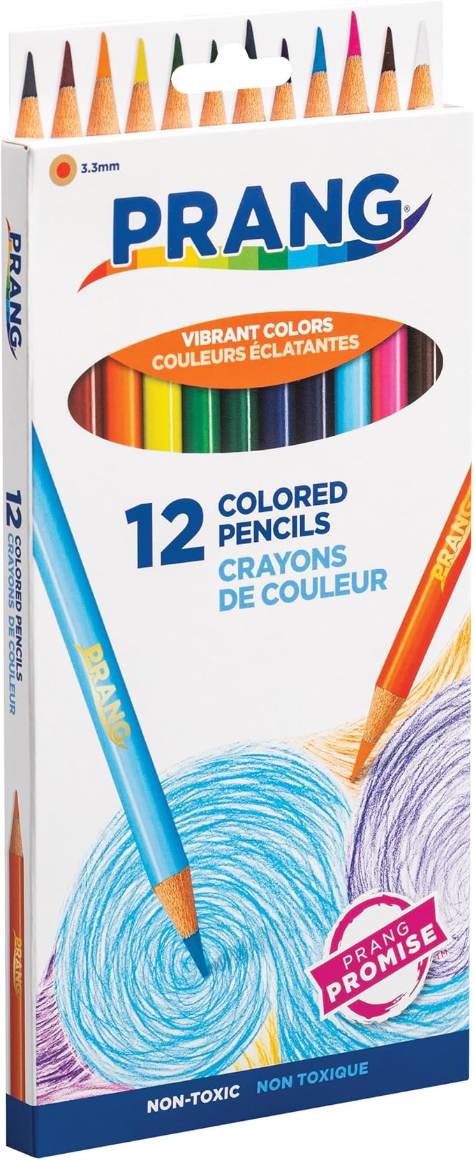 Prang Thick Core Colored Pencils, Assorted Colors, 3.3 mm core, 12 Count