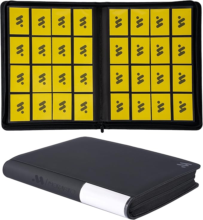16 Pocket Card Binder,Trading Card Binder Holds up to 1024 Cards with 32 Sleeves,Zipper Card Holder Album Compatible with TCG/Sports Cards-Black Model B