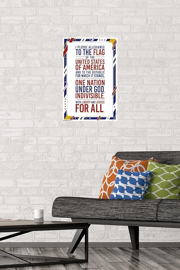 Trends International The United States Of America - Pledge Of Allegiance Wall Poster, 14.725" x 22.375", Premium Poster & Mount Bundle