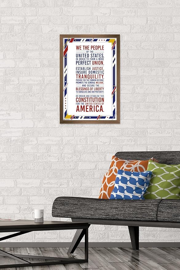 Trends International The United States Of America - Constitution Preamble Wall Poster, 14.725" x 22.375", Bronze Framed Version