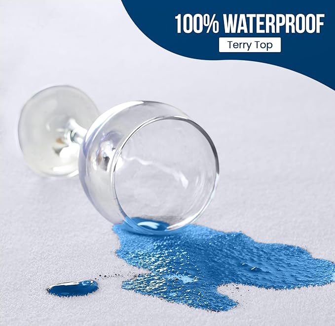 Utopia Bedding Waterproof Mattress Protector King Size 2 Pack, 200 GSM Breathable Terry Mattress Cover, Fitted Style with Stretchable Pockets (White)