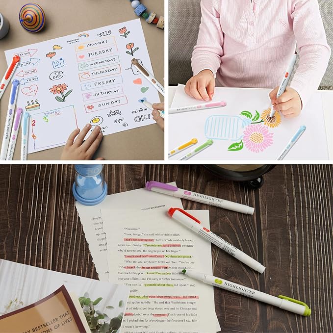 25Pcs Real Mild highlighters Assorted Colors Highlighters, Pastel Highlighter Markers Dual Tip Highlighter Markers Chisel and Fine Tips for Coloring, Underlining, Highlighting (25 colors)