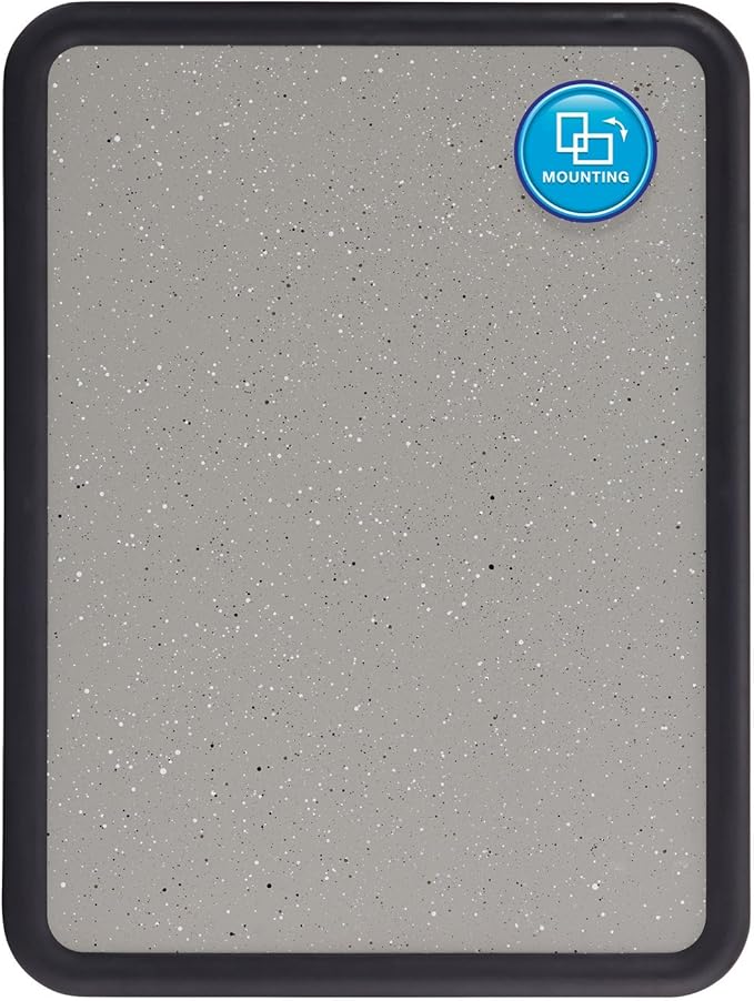 Quartet Contour Bulletin Board, 2 Feet x 1.5 Feet, Granite-Colored Surface with Black Plastic Frame (699365)