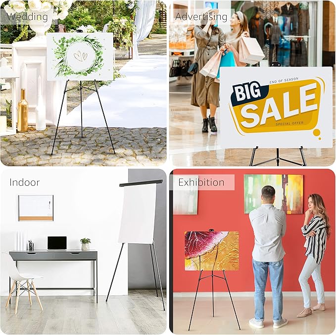 Amazon Basics Height Adjustable Aluminum Flipchart Easel Stand, Portable, for Whiteboard, Flip Chart, Poster Boards, Paper Pads and Signage, 35 x 2 x 28 Inches, Black