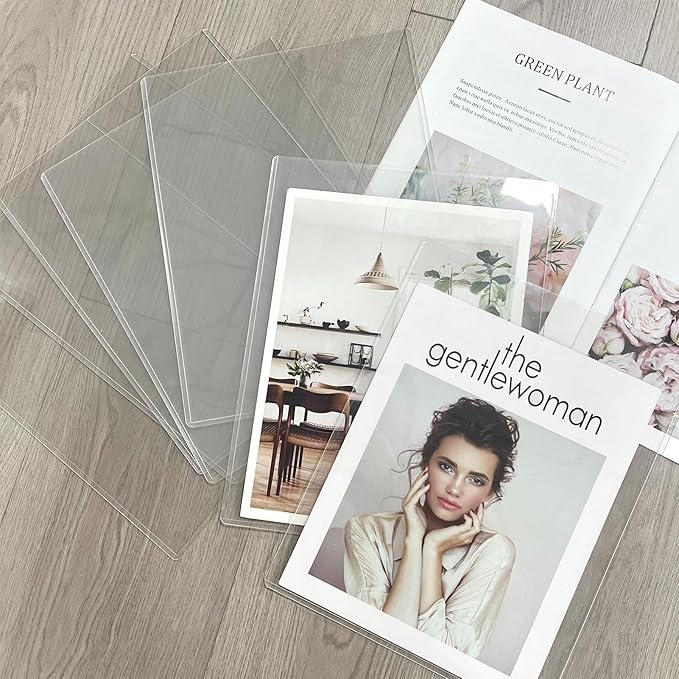 Rainmae 5 Pack 9" x 12" Rigid Print Protectors, Clear Hard Plastic Sheet Protectors, Waterproof Photo Top-Loading Sleeves Rigid Menu Holders Cards Photos Drawings Artworks Poster Prints Documents