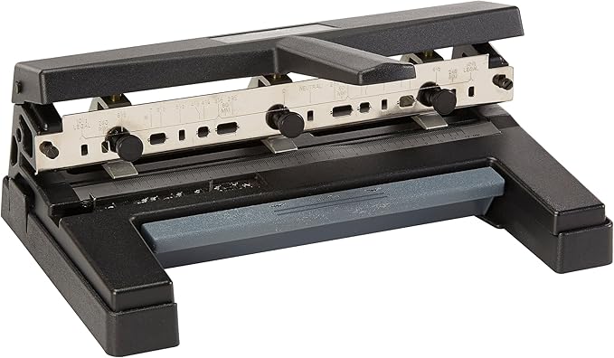 Swingline 3 Hole Punch Heavy Duty, 40 Sheet Capacity Three Hole Puncher 3 Ring, Adjustable 2-4 Hole Paper Punch, Black (74450)