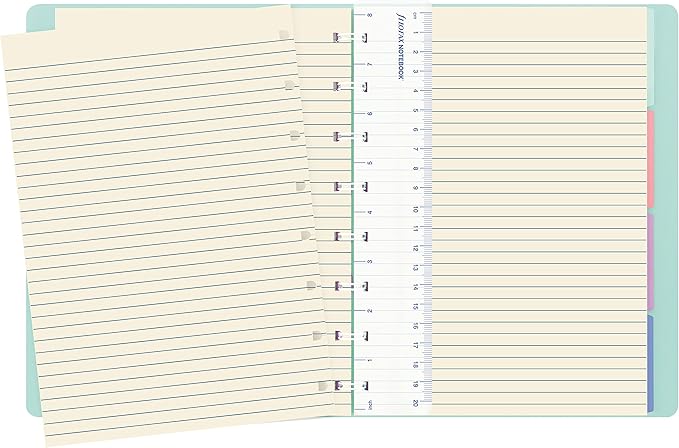 FILOFAX Refillable Pastel Notebook, A5 (8.25" x 5") Duck Egg - 112 Cream moveable pages - Index, pocket and page marker (B115052U)