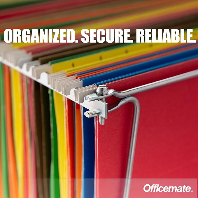 Officemate Hanging File Frame, Letter Size (Fits 24″–27″), Adjustable Heavy-Duty Steel File Drawer Organizer for Desks, Cabinets & Shelves, Set of 6 (98620)