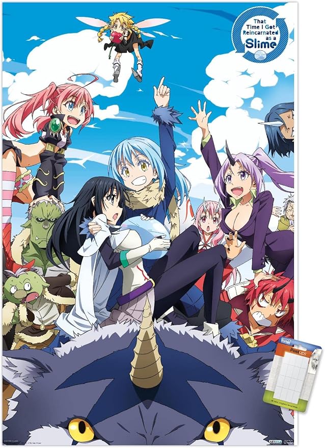 Trends International That Time I Got Reincarnated As A Slime - Group Wall Poster, 14.725" x 22.375", Premium Poster & Mount Bundle