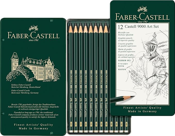 Faber-Castell 9000 Graphite Sketch Pencil Sets Art 8B - 2H set of 12