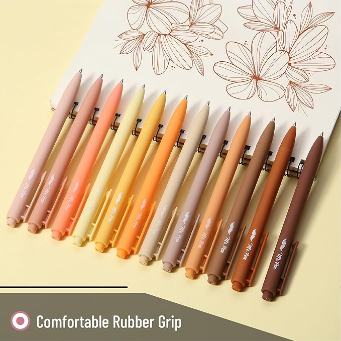 Mr. Pen- Retractable Gel Pens for Journaling, 12 Pack, Assorted Color Ink(Autumn Leaves), Fast Dry, Colorful & Soft grip Barrels, 0.5mm Fine Point Aesthetic Pens