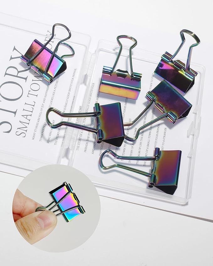 10 Pcs Rainbow Paper Clamps,Medium Binder Clips, 0.75 Inch Length for Office Use, Organize Files and Folders (0.75 Inch)