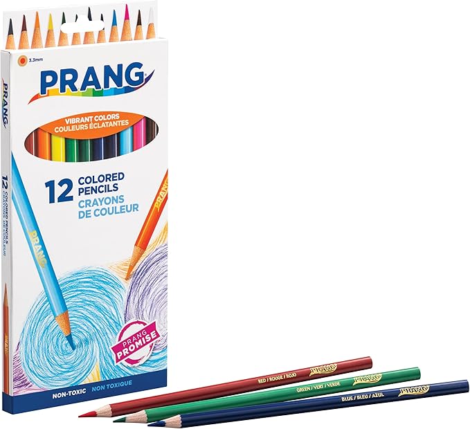 Prang Thick Core Colored Pencils, Assorted Colors, 3.3 mm core, 12 Count