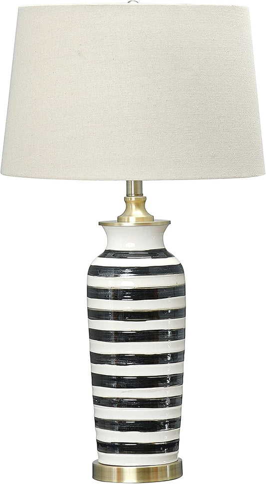 Creative Co-Op 29" H Striped Ceramic and Metal Desk Lamp