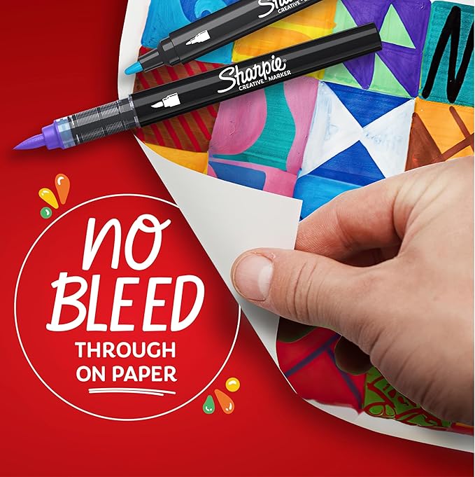 Sharpie Creative Markers, Water-Based Acrylic, Bullet Tip, Assorted Colors, 5 Count – Arts & Crafts, Kids Activity, School Classroom; Works on Paper, Metal, Wood, Ceramic, Glass, Rock, Canvas