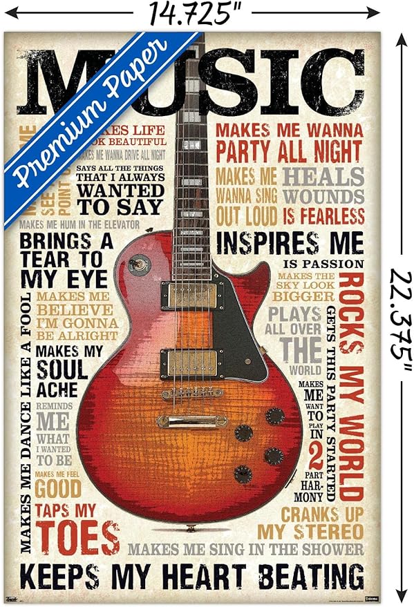 Trends International Music Inspires Me Wall Poster, 14.725" x 22.375", Premium Unframed Version