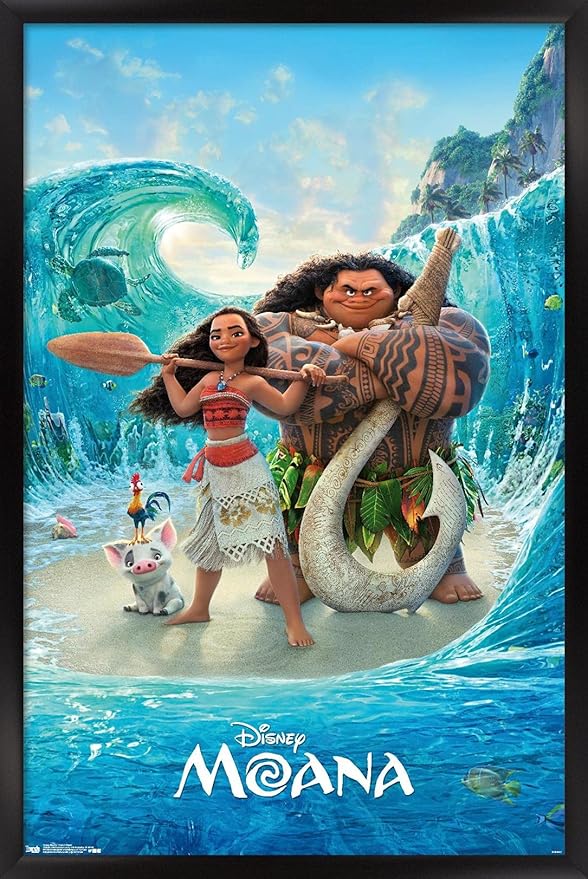 Disney Moana - Ocean Floor Wall Poster, 34L" x 22.4W", Black Framed Version