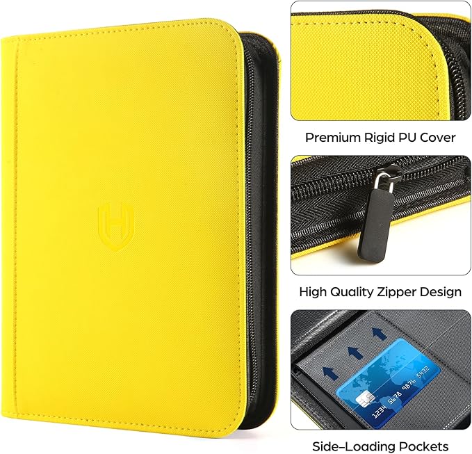 Card Binder 12 Pocket with Zipper, 816 Pockets Trading Card Holder Book, Premium PU Cover Zip Folder Binder, Side Loading Carrying Case Binder Album for TCG, MTG, Sports Cards, Game Cards