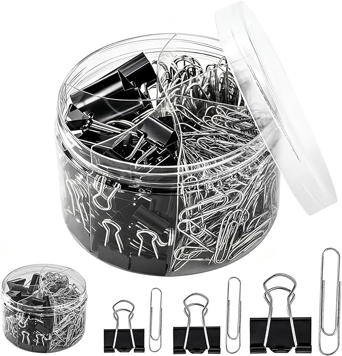 340PCS Paper Clips Binder Clips Paperclips Small Binder Clips Paper Clips Assorted Sizes Office Supplies School Supplies