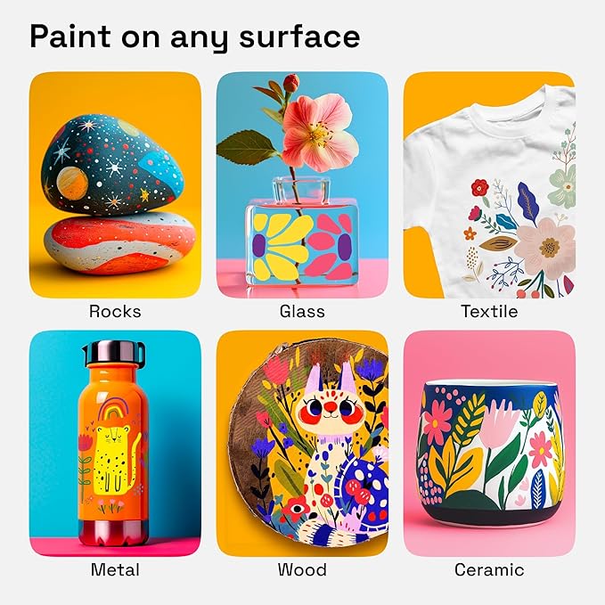 ARTISTRO 12 Acrylic Paint Markers - Paint Pens for Calligraphy, Brush + Fine Tips - For Fabric, Rock, Glass, Wood, DIY, Craft, Canvas - Art and Craft Supplies for Adults, Teens, Kids