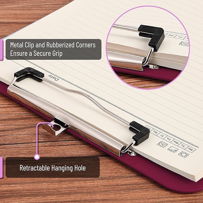 Mr. Pen- Plastic Clipboard, 12.5" x 9", 2 Pack, Clipboard Plastic, Low-Profile Metal Clip with Retractable Hanging Hole