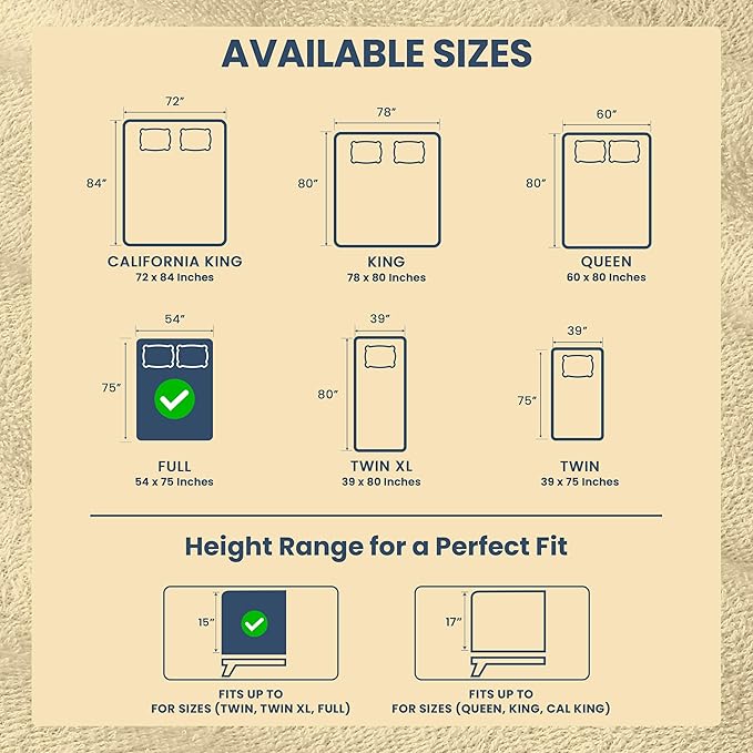 Utopia Bedding Waterproof Mattress Protector Full Size, Premium 200 GSM Terry Mattress Cover, Soft & Breathable Bed Cover, Fitted Sheet Style with Stretchable Deep Pockets 15" (Beige)