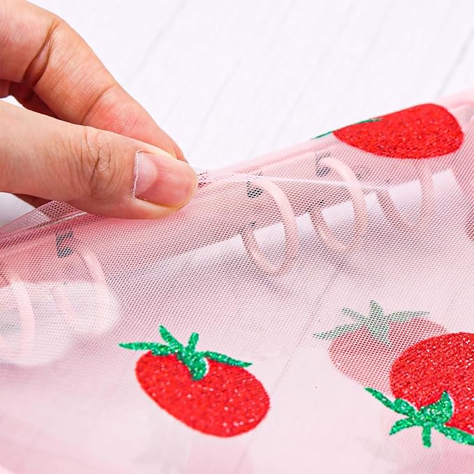 AxeWoodz Pink A6 Zipper Binder Clear Refillable Notebook Shell Cute Strawberry Lace Cover 6 Ring PVC Binder Cover for Photocard Planner Journal Photo Album